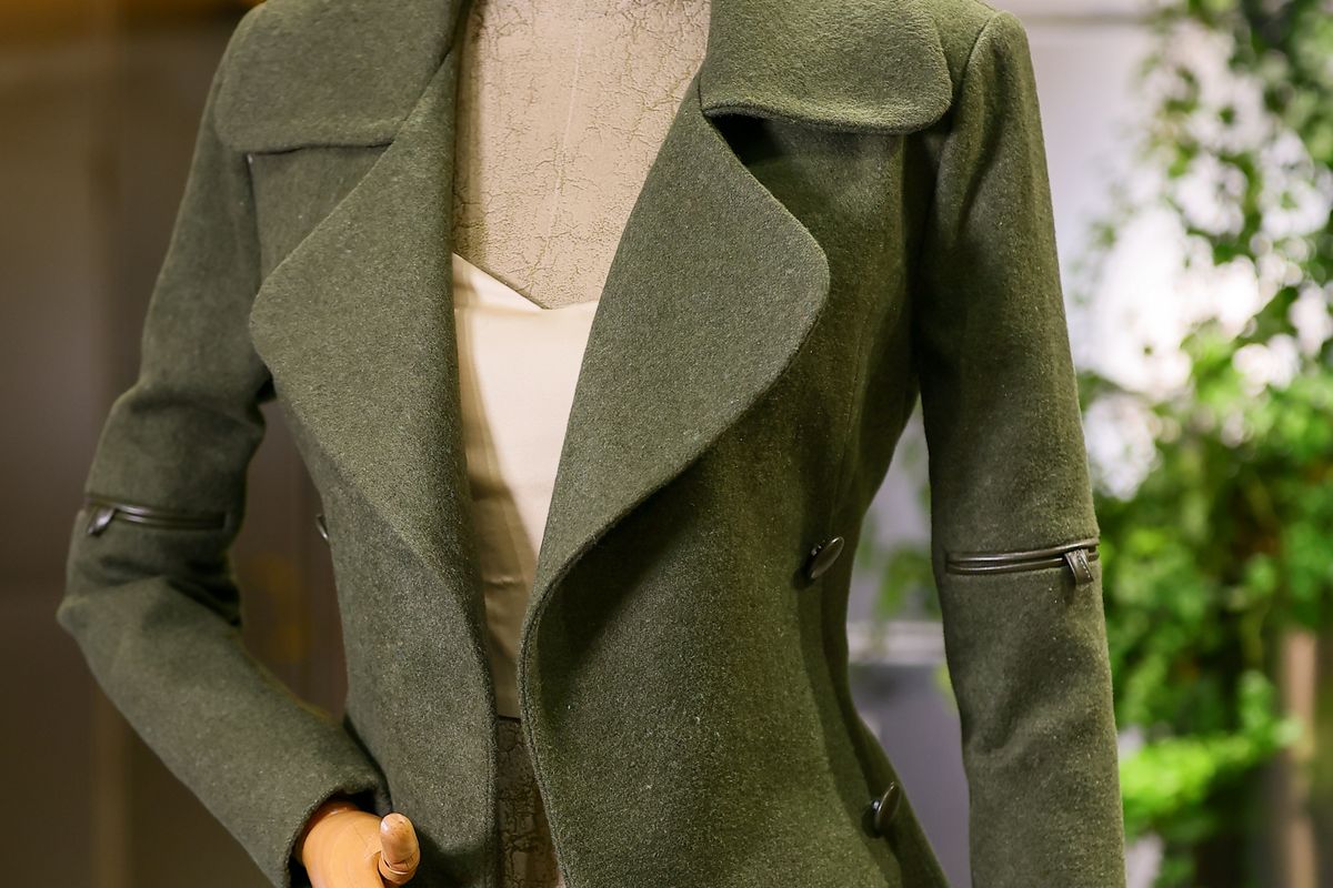 woman wearing a tailored wool coat outdoors